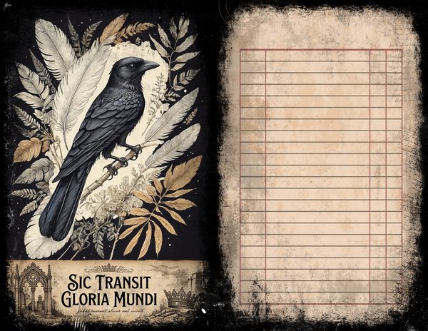 Junk Journal Spreads: 75 Open Book Planner Pages - Memento Mori - Commercial Use — image 36