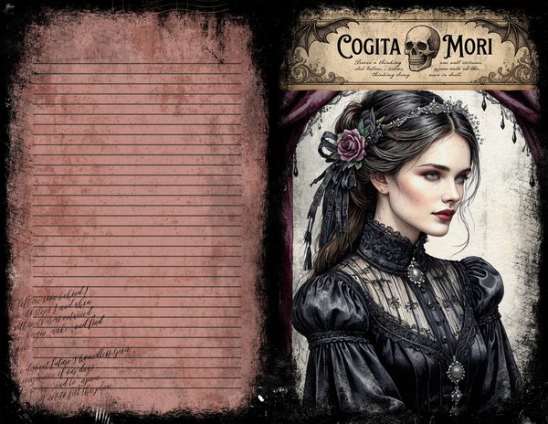 Junk Journal Spreads: 75 Open Book Planner Pages - Memento Mori - Commercial Use — image 37