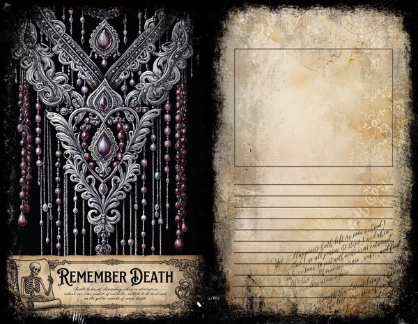 Junk Journal Spreads: 75 Open Book Planner Pages - Memento Mori - Commercial Use — image 38