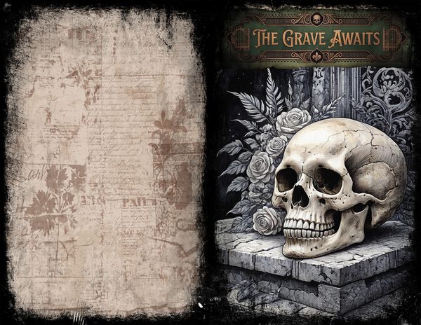 Junk Journal Spreads: 75 Open Book Planner Pages - Memento Mori - Commercial Use — image 49