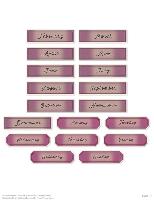 Word Strips and Labels: 14 Printable Journaling Sheets - Memento Mori - Commercial Use — image 12