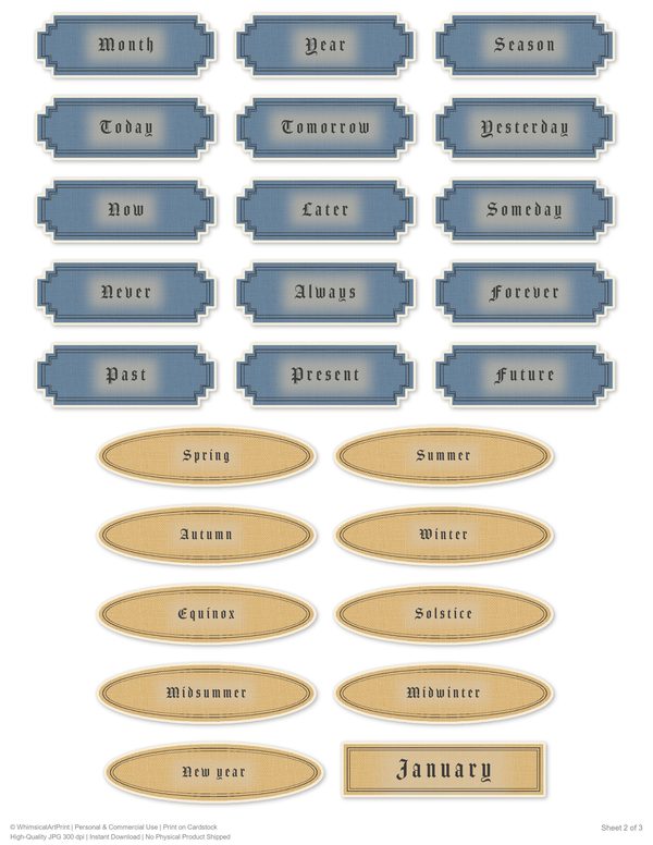 Word Strips and Labels: 18 Printable Journaling Sheets - Gothic Bestiary - Commercial Use — image 15