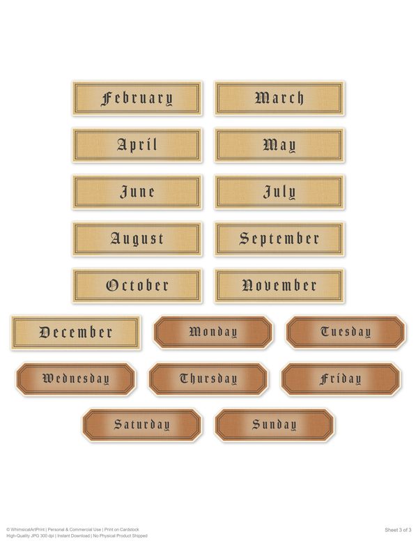 Word Strips and Labels: 18 Printable Journaling Sheets - Gothic Bestiary - Commercial Use — image 16