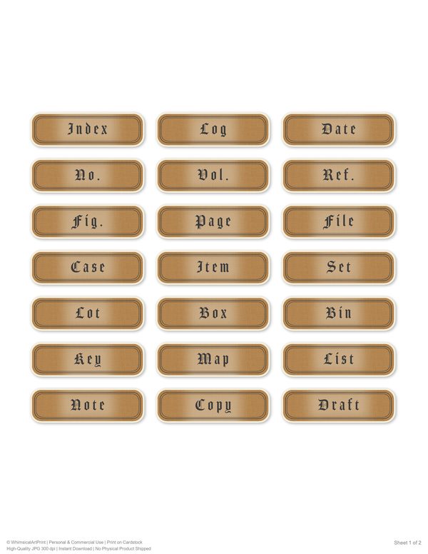 Word Strips and Labels: 18 Printable Journaling Sheets - Gothic Bestiary - Commercial Use — image 17