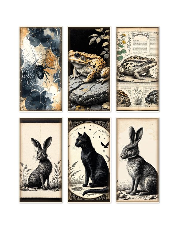 Ephemera Kit: 83 Printable Cards, Tags and Word Strips - Gothic Bestiary - Commercial Use — image 1