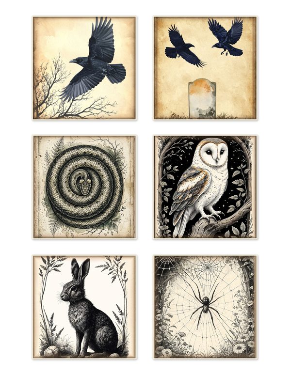 Ephemera Kit: 83 Printable Cards, Tags and Word Strips - Gothic Bestiary - Commercial Use — image 2