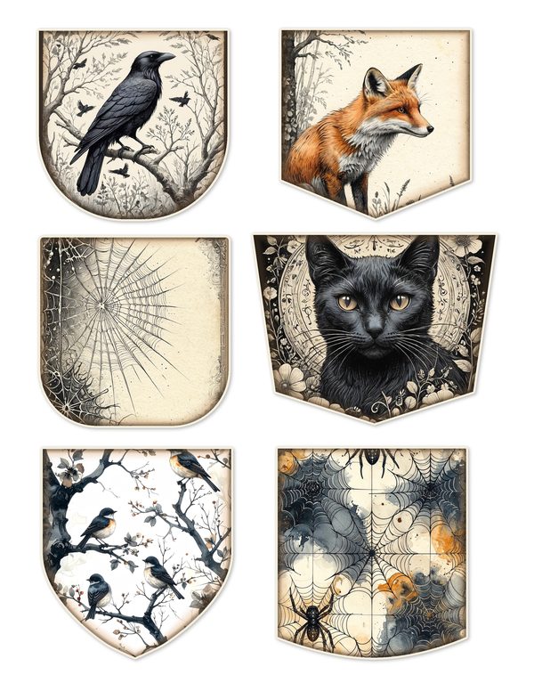 Ephemera Kit: 83 Printable Cards, Tags and Word Strips - Gothic Bestiary - Commercial Use — image 8