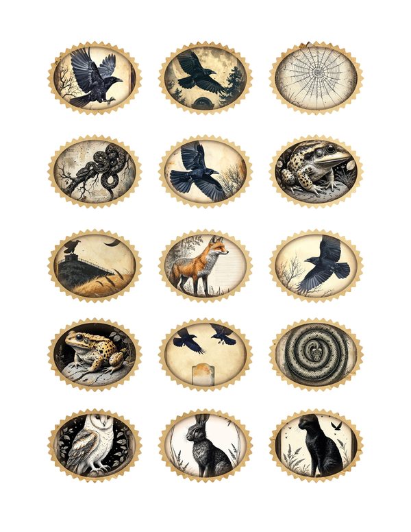 Ephemera Kit: 83 Printable Cards, Tags and Word Strips - Gothic Bestiary - Commercial Use — image 29
