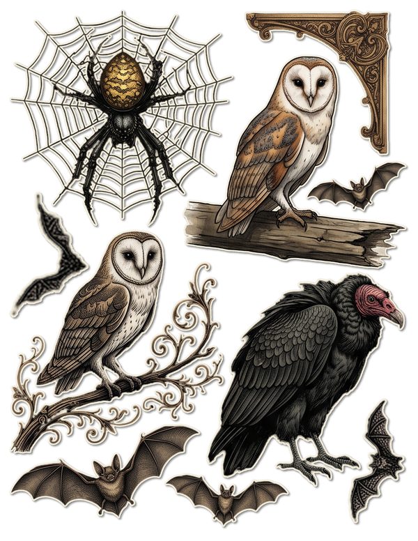 Ephemera Kit: 83 Printable Cards, Tags and Word Strips - Gothic Bestiary - Commercial Use — image 34
