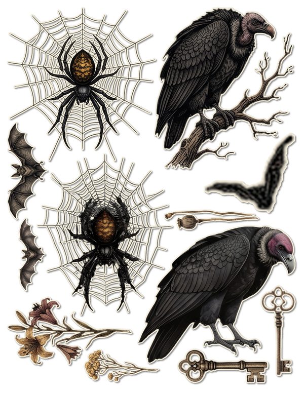 Ephemera Kit: 83 Printable Cards, Tags and Word Strips - Gothic Bestiary - Commercial Use — image 36
