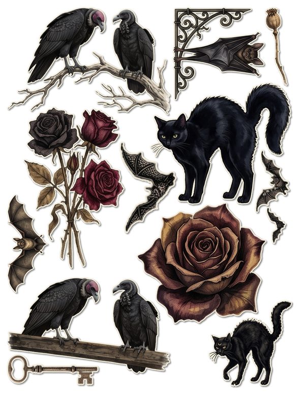 Ephemera Kit: 83 Printable Cards, Tags and Word Strips - Gothic Bestiary - Commercial Use — image 40