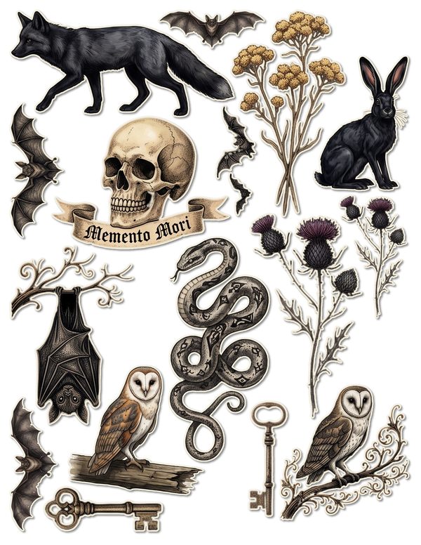 Ephemera Kit: 83 Printable Cards, Tags and Word Strips - Gothic Bestiary - Commercial Use — image 43