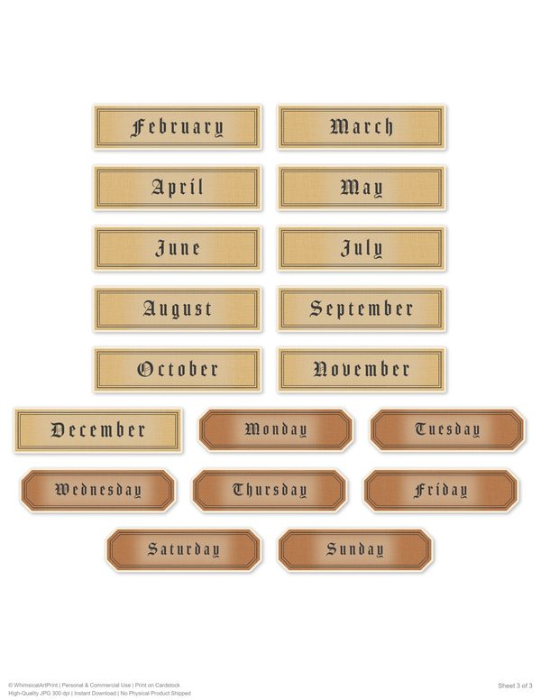 Ephemera Kit: 83 Printable Cards, Tags and Word Strips - Gothic Bestiary - Commercial Use — image 51