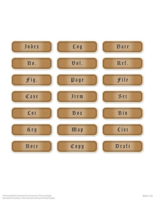 Ephemera Kit: 83 Printable Cards, Tags and Word Strips - Gothic Bestiary - Commercial Use — image 52