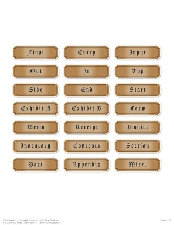 Ephemera Kit: 83 Printable Cards, Tags and Word Strips - Gothic Bestiary - Commercial Use — image 53