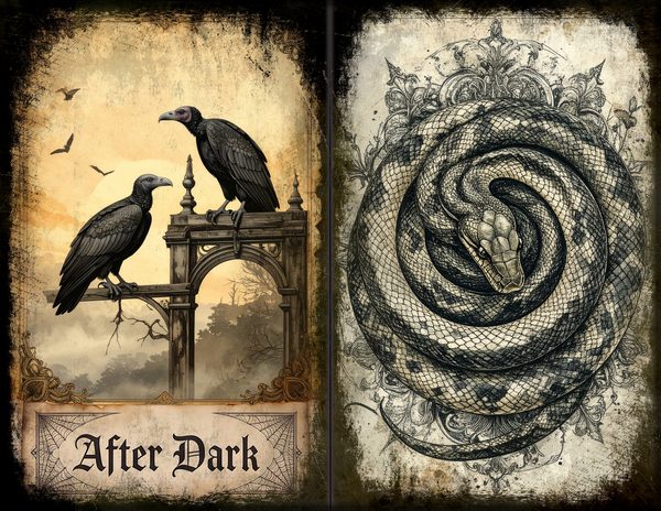 Junk Journal Spreads: 75 Open Book Planner Pages - Gothic Bestiary - Commercial Use — image 3