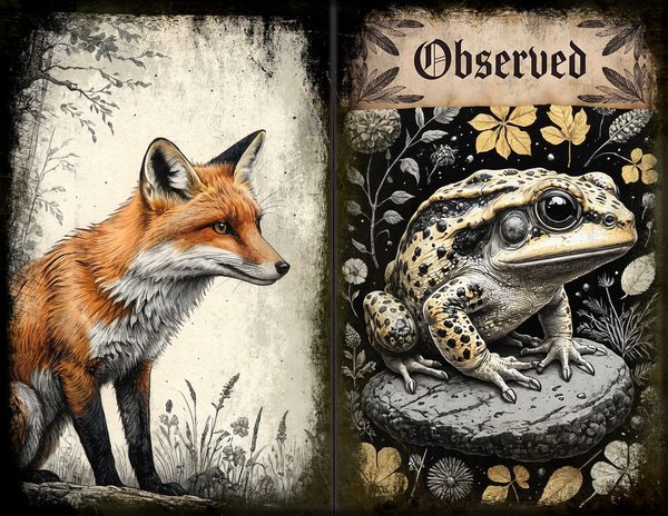 Junk Journal Spreads: 75 Open Book Planner Pages - Gothic Bestiary - Commercial Use — image 10