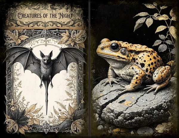 Junk Journal Spreads: 75 Open Book Planner Pages - Gothic Bestiary - Commercial Use — image 15