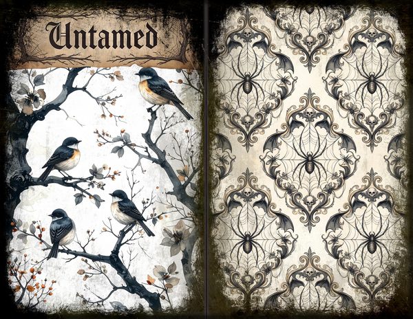 Junk Journal Spreads: 75 Open Book Planner Pages - Gothic Bestiary - Commercial Use — image 18