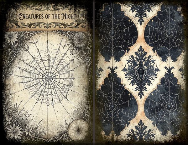 Junk Journal Spreads: 75 Open Book Planner Pages - Gothic Bestiary - Commercial Use — image 20