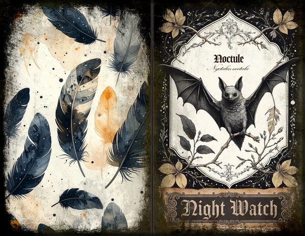 Junk Journal Spreads: 75 Open Book Planner Pages - Gothic Bestiary - Commercial Use — image 21