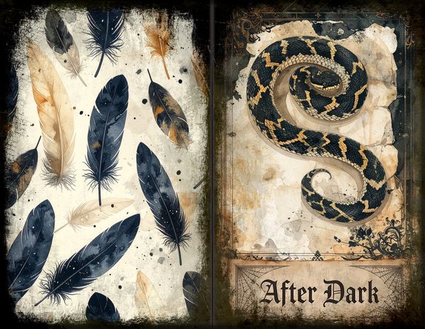 Junk Journal Spreads: 75 Open Book Planner Pages - Gothic Bestiary - Commercial Use — image 25