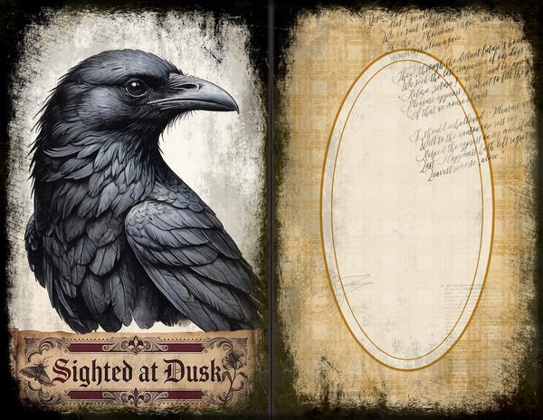Junk Journal Spreads: 75 Open Book Planner Pages - Gothic Bestiary - Commercial Use — image 29