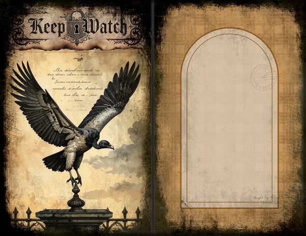 Junk Journal Spreads: 75 Open Book Planner Pages - Gothic Bestiary - Commercial Use — image 30