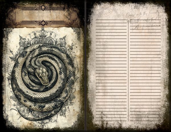 Junk Journal Spreads: 75 Open Book Planner Pages - Gothic Bestiary - Commercial Use — image 36