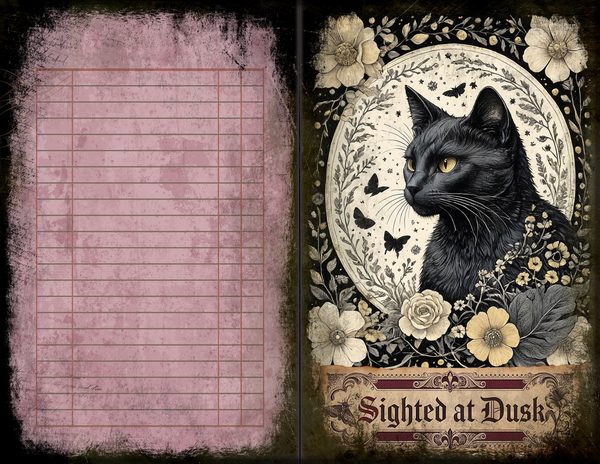 Junk Journal Spreads: 75 Open Book Planner Pages - Gothic Bestiary - Commercial Use — image 37