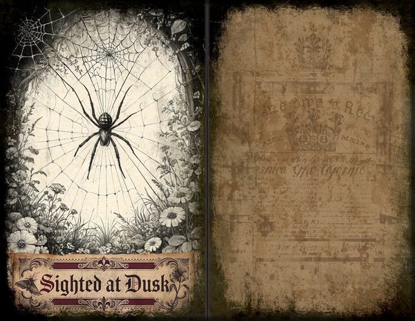 Junk Journal Spreads: 75 Open Book Planner Pages - Gothic Bestiary - Commercial Use — image 48