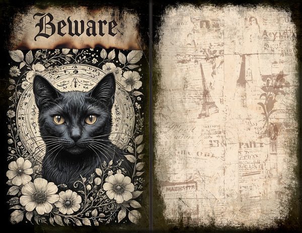 Junk Journal Spreads: 75 Open Book Planner Pages - Gothic Bestiary - Commercial Use — image 50