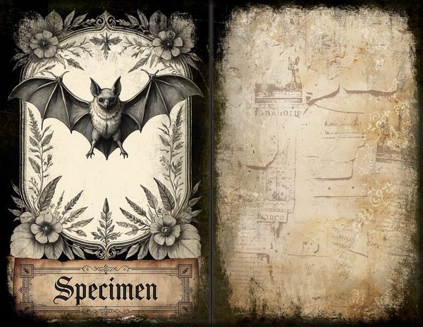 Junk Journal Spreads: 75 Open Book Planner Pages - Gothic Bestiary - Commercial Use — image 54