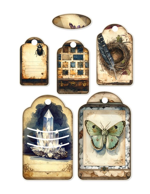 Ephemera Kit: 84 Printable Cards, Tags and Word Strips - Cabinet of Curiosities - Commercial Use — image 9