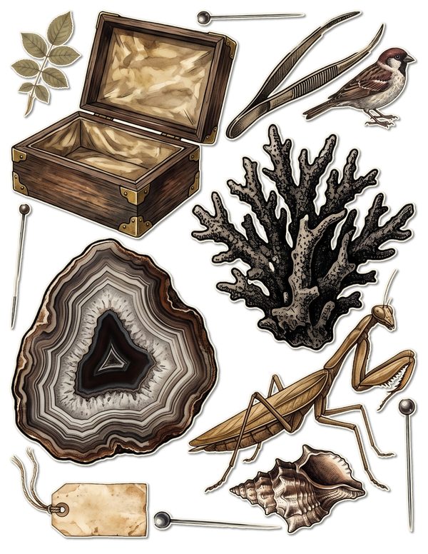 Ephemera Kit: 84 Printable Cards, Tags and Word Strips - Cabinet of Curiosities - Commercial Use — image 34