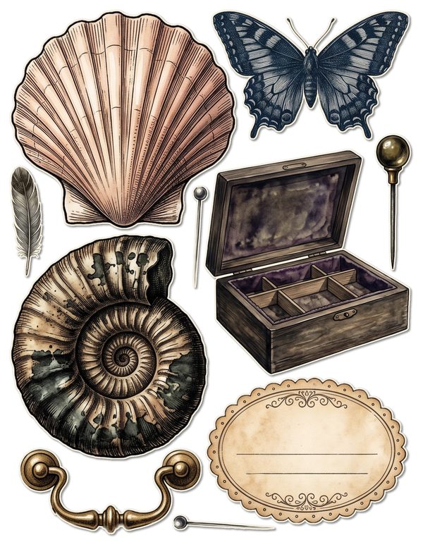 Ephemera Kit: 84 Printable Cards, Tags and Word Strips - Cabinet of Curiosities - Commercial Use — image 35