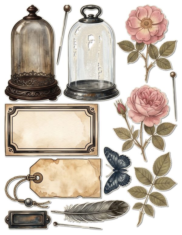 Ephemera Kit: 84 Printable Cards, Tags and Word Strips - Cabinet of Curiosities - Commercial Use — image 44