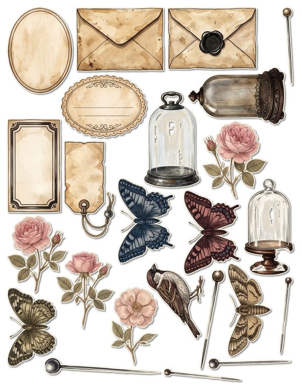 Ephemera Kit: 84 Printable Cards, Tags and Word Strips - Cabinet of Curiosities - Commercial Use — image 50