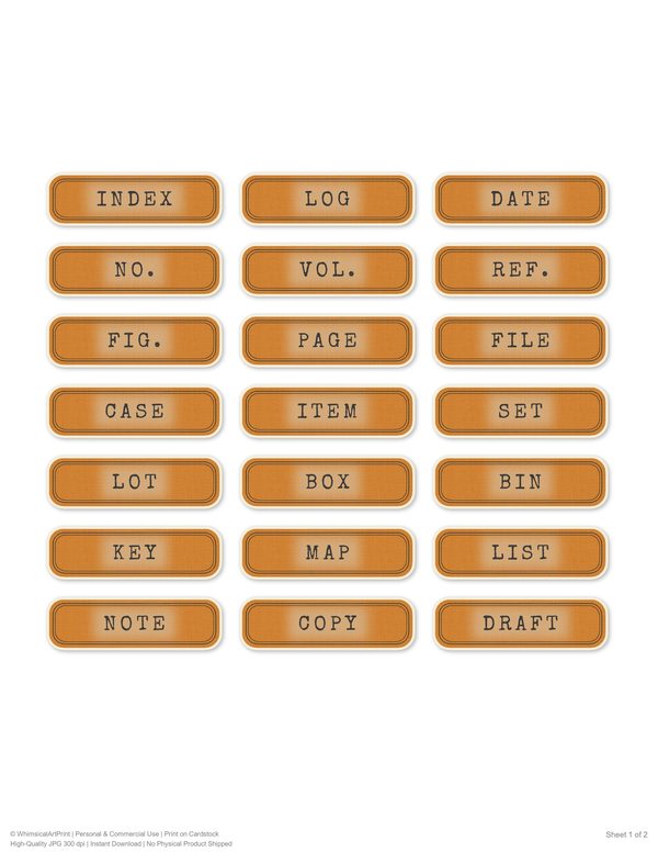 Ephemera Kit: 84 Printable Cards, Tags and Word Strips - Cabinet of Curiosities - Commercial Use — image 55