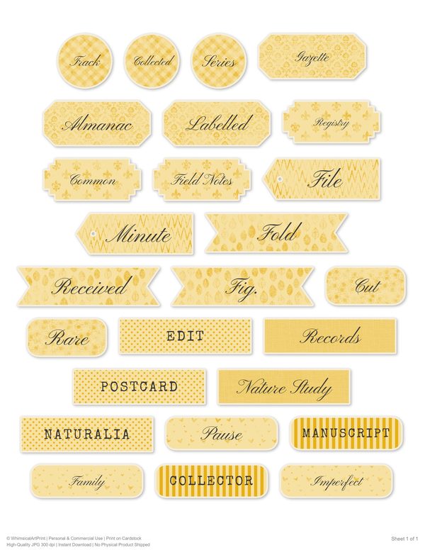 Ephemera Kit: 84 Printable Cards, Tags and Word Strips - Cabinet of Curiosities - Commercial Use — image 58