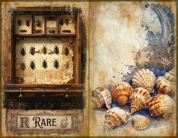 Junk Journal Spreads: 75 Open Book Planner Pages - Cabinet of Curiosities - Commercial Use — image 2