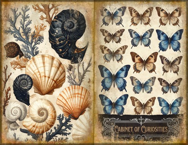 Junk Journal Spreads: 75 Open Book Planner Pages - Cabinet of Curiosities - Commercial Use — image 7