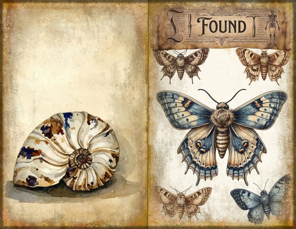 Junk Journal Spreads: 75 Open Book Planner Pages - Cabinet of Curiosities - Commercial Use — image 9