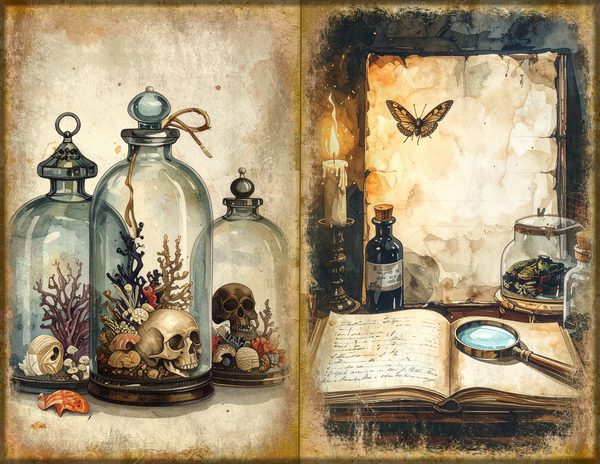 Junk Journal Spreads: 75 Open Book Planner Pages - Cabinet of Curiosities - Commercial Use — image 10