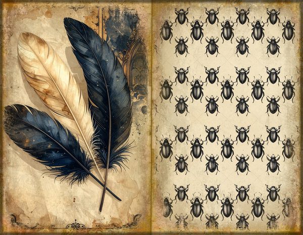 Junk Journal Spreads: 75 Open Book Planner Pages - Cabinet of Curiosities - Commercial Use — image 14