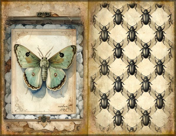 Junk Journal Spreads: 75 Open Book Planner Pages - Cabinet of Curiosities - Commercial Use — image 17