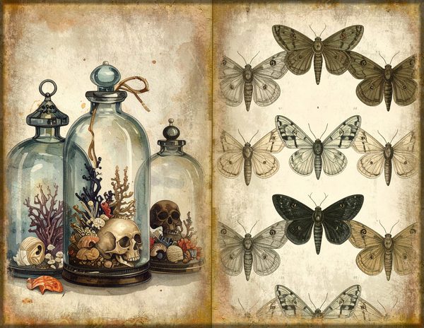 Junk Journal Spreads: 75 Open Book Planner Pages - Cabinet of Curiosities - Commercial Use — image 19