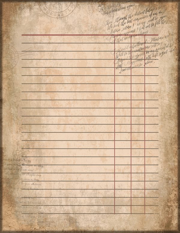 Journal Writing Pages: 50 Lined Frames and Textures - Cabinet of Curiosities - Commercial Use — image 1