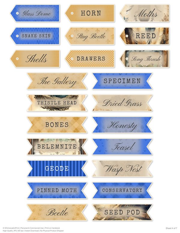 Word Strips and Labels: 16 Printable Journaling Sheets - Cabinet of Curiosities - Commercial Use — image 8