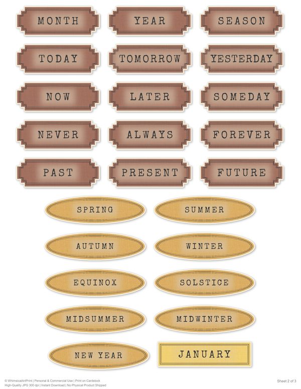 Word Strips and Labels: 16 Printable Journaling Sheets - Cabinet of Curiosities - Commercial Use — image 13